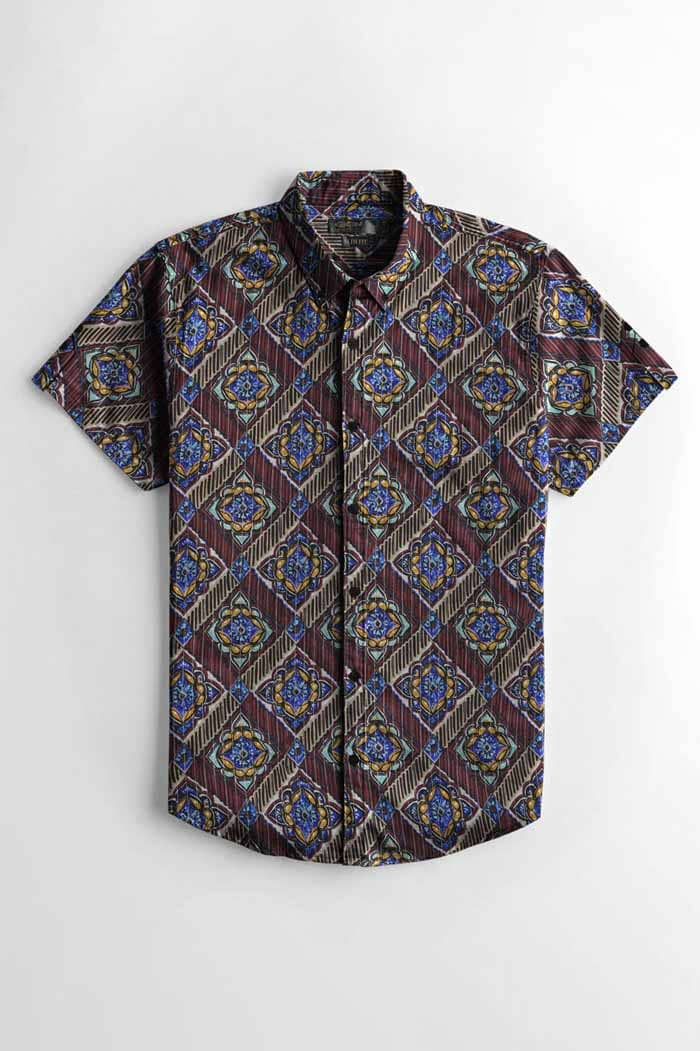 Nexoluce Men's Slim Fit Rayong Short Sleeve Casual Shirt