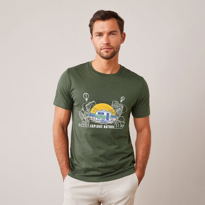 Polo Republica Men's Explore Nature Printed Crew Neck Tee Shirt