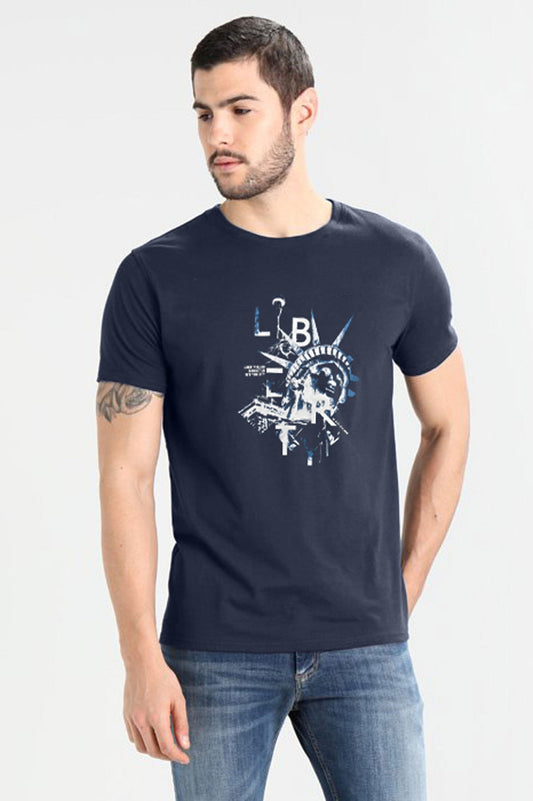 Don't Think Twice Men's Liberty Printed Crew Neck Tee Shirt Men's Tee Shirt SZK 