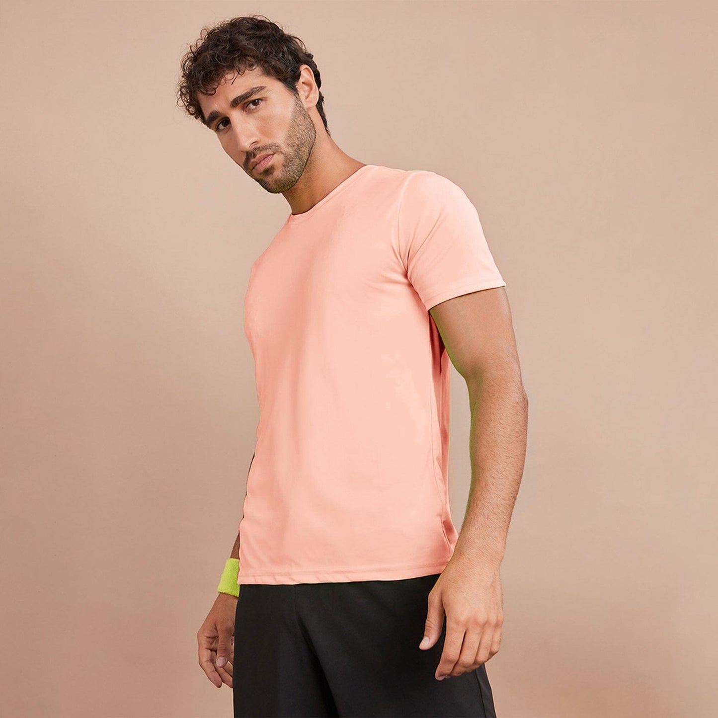 Fevlo Men's Solid Design Activewear Classic Tee Shirt Men's Tee Shirt Yasir Bin Asad (Sale Basis) Powder Pink XS 