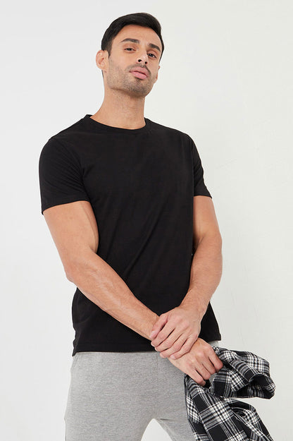Fevlo Men's Palermo Solid Design Short Sleeve Tee Shirt