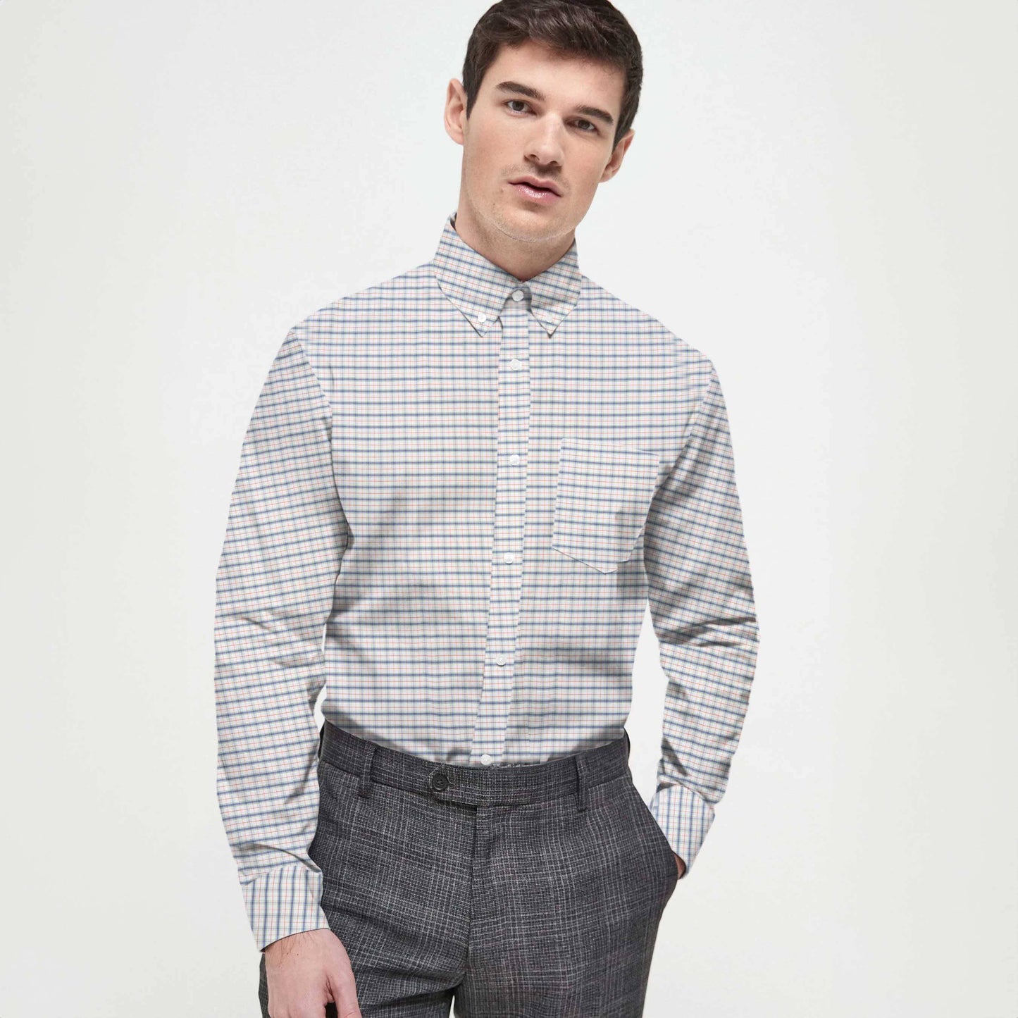Cut Label Men's Skive Check Design Formal Shirt