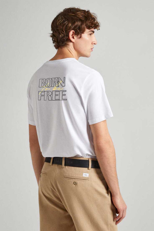 Men's Born To Be Free Printed Crew Neck Tee Shirt