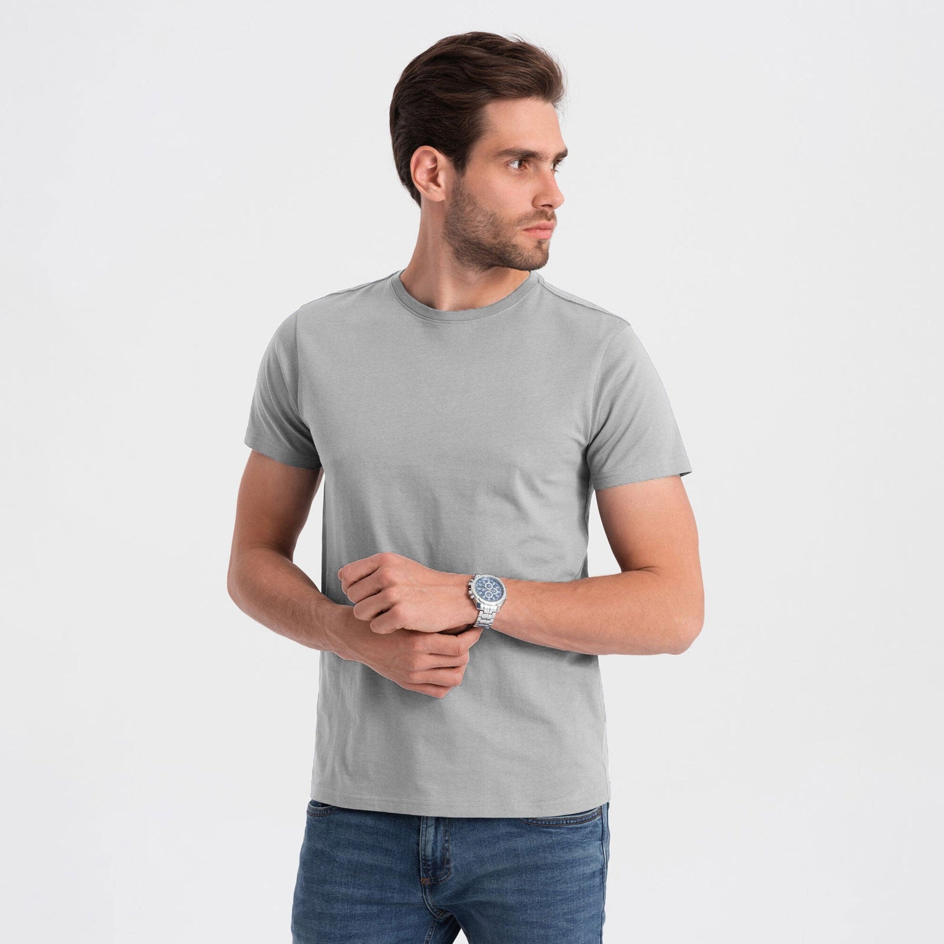 Fevlo Men's Palermo Solid Design Short Sleeve Tee Shirt Men's Tee Shirt Yasir Bin Asad (Sale Basis) Grey XS 