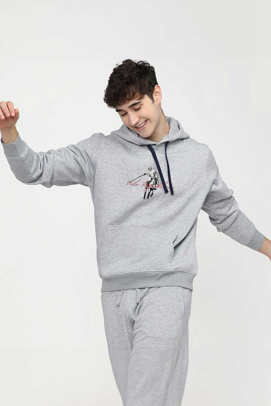 Polo Republica Men's PR Text Pony Printed Fleece Pullover Hoodie