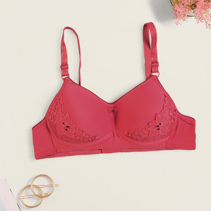 Women's Floral Lace Design Stretched Padded Bra Women's Lingerie CPUS Maroon 30 