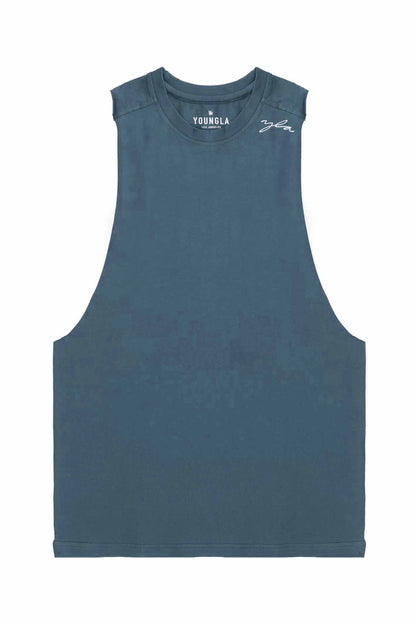 YLA Men's Wide Shoulder Cut Activewear Signature Tank Top