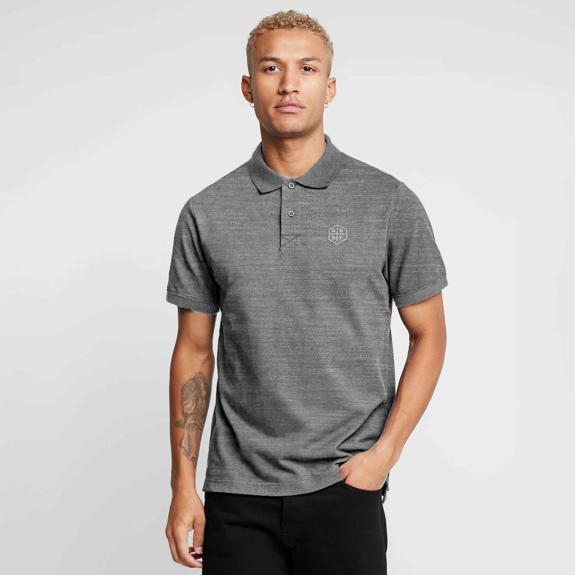 Dissident Men's Logo Design Short Sleeve Polo Shirt Men's Polo Shirt LFS Grey S 