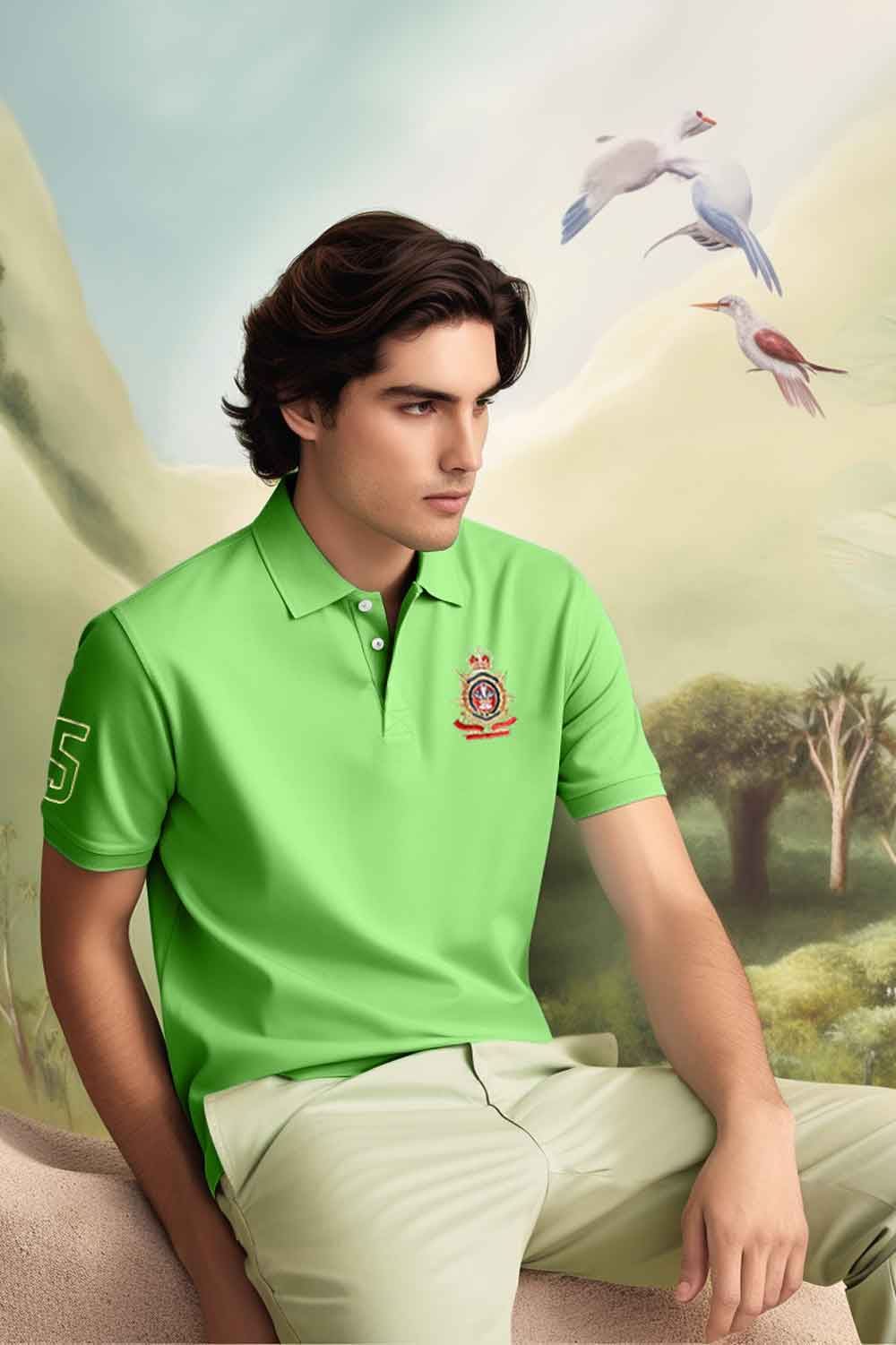 Polo Republica Men's Crest & 5 Embroidered Short Sleeve Polo Shirt Men's Polo Shirt Polo Republica 