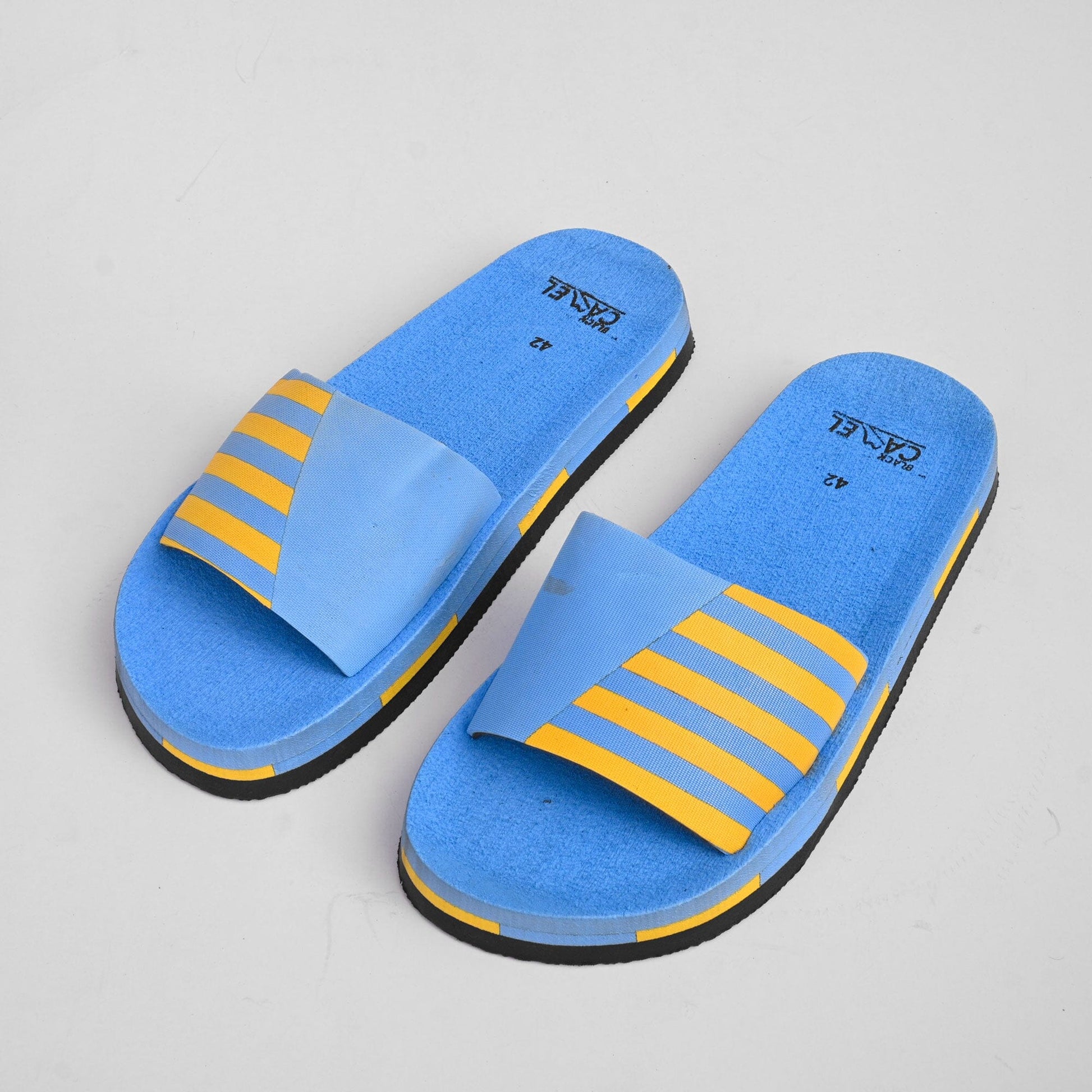 Black Camel Men's Striped Design Soft Slides Men's Shoes Hamza Traders Blue EUR 39 