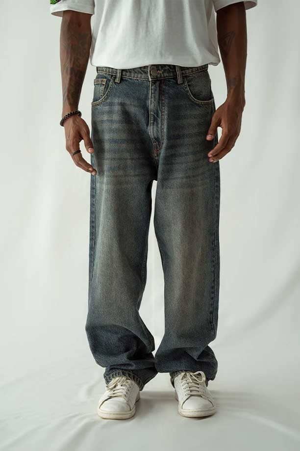 Cut Label Men's Light Washed Loose Fit Denim Pants