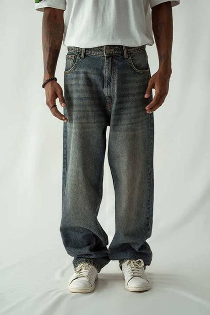 Cut Label Men's Light Washed Loose Fit Denim Pants