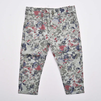Nexoluce Girl's Slim Fit Floral Printed Stretchable Denim Girl's Denim SRT Grey & Blue 6-12 Months 