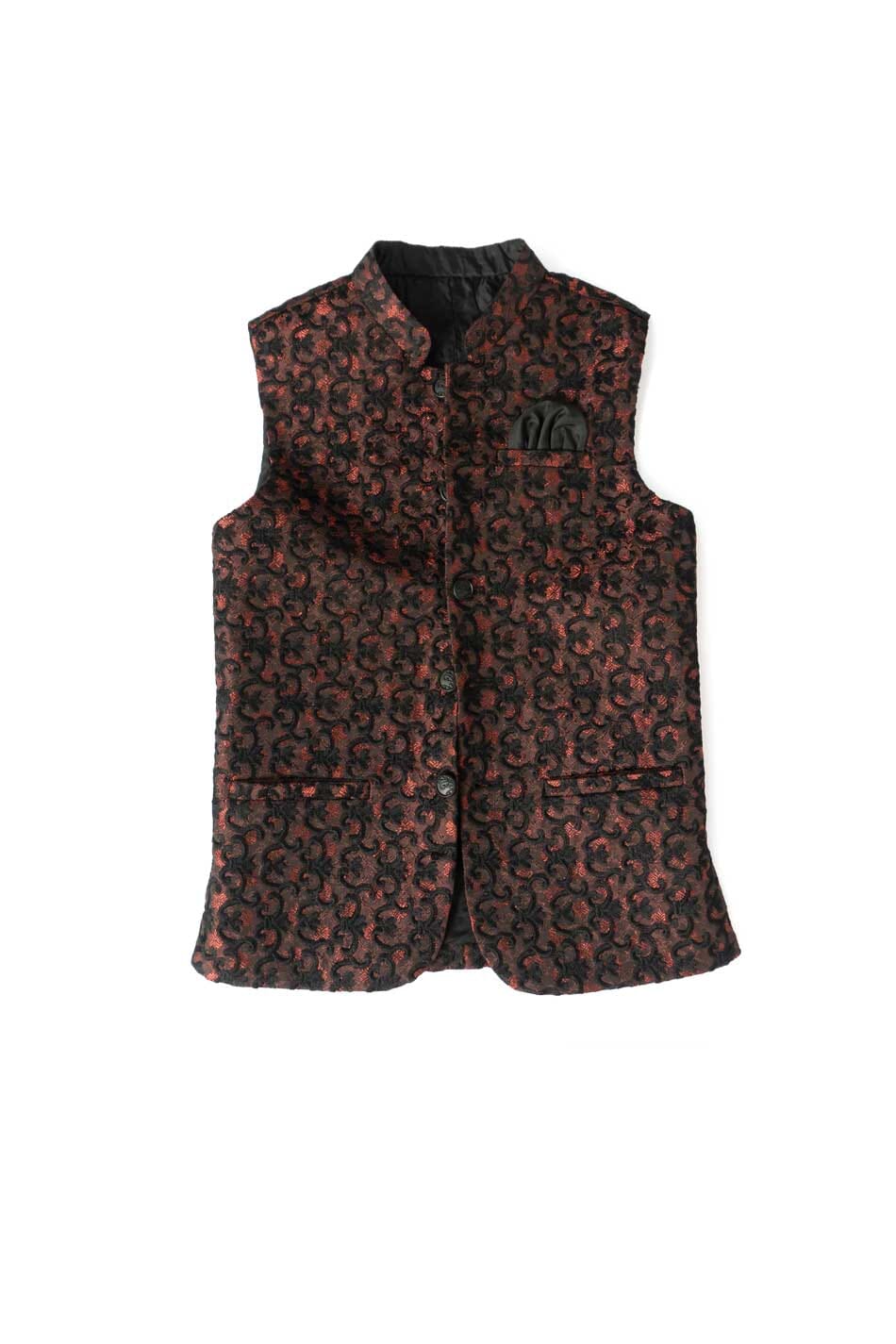 Blue Navy Boy's Floral Embroidered Waistcoat