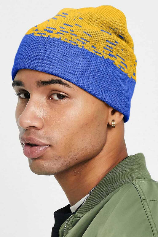 Men's Contrast Design Knitted Beanie Cap Cap First Choice 