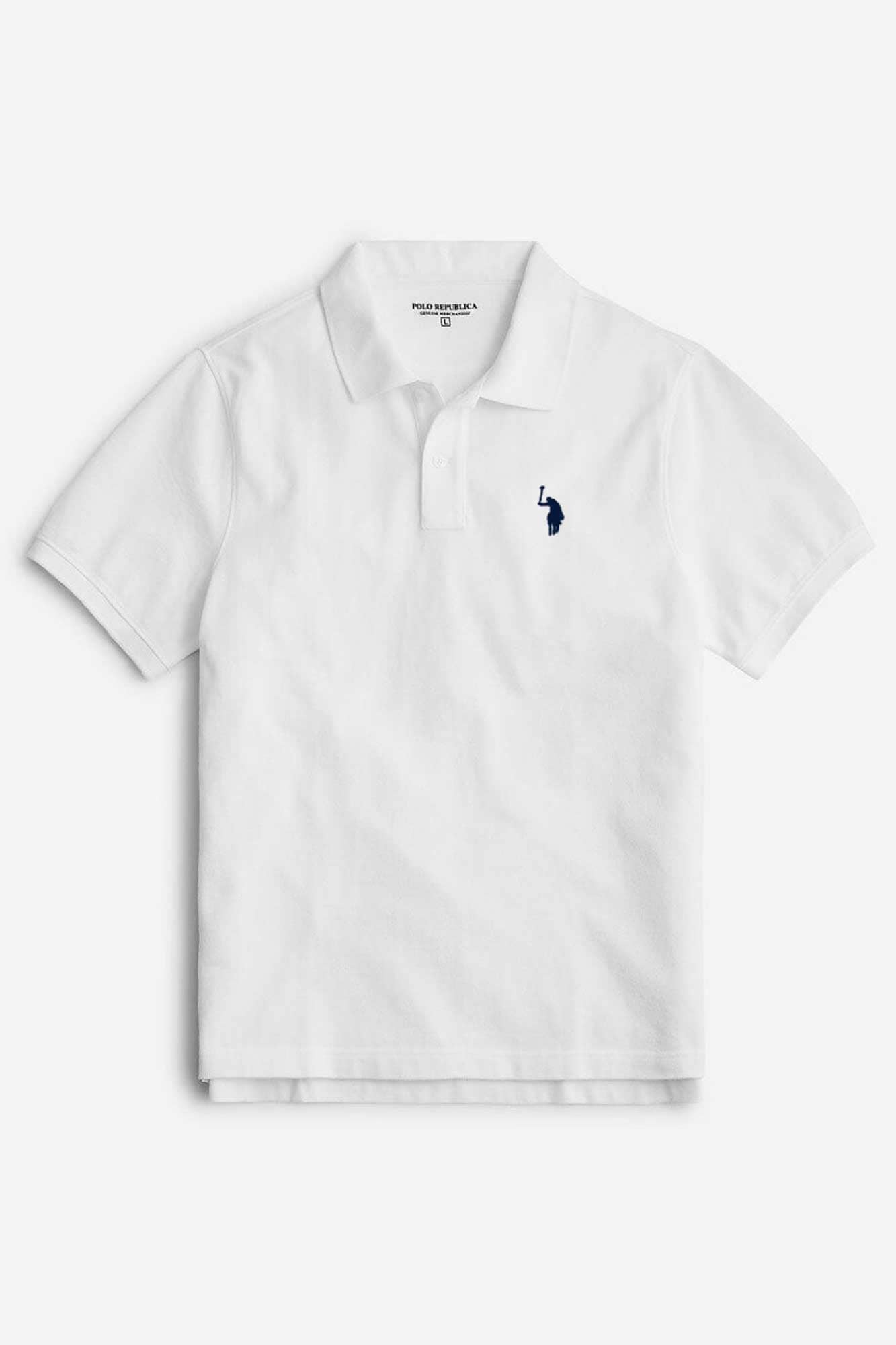 Polo Republica Men's Signature Pony Embroidered Short Sleeve Polo Shirt Men's Polo Shirt Polo Republica White S 