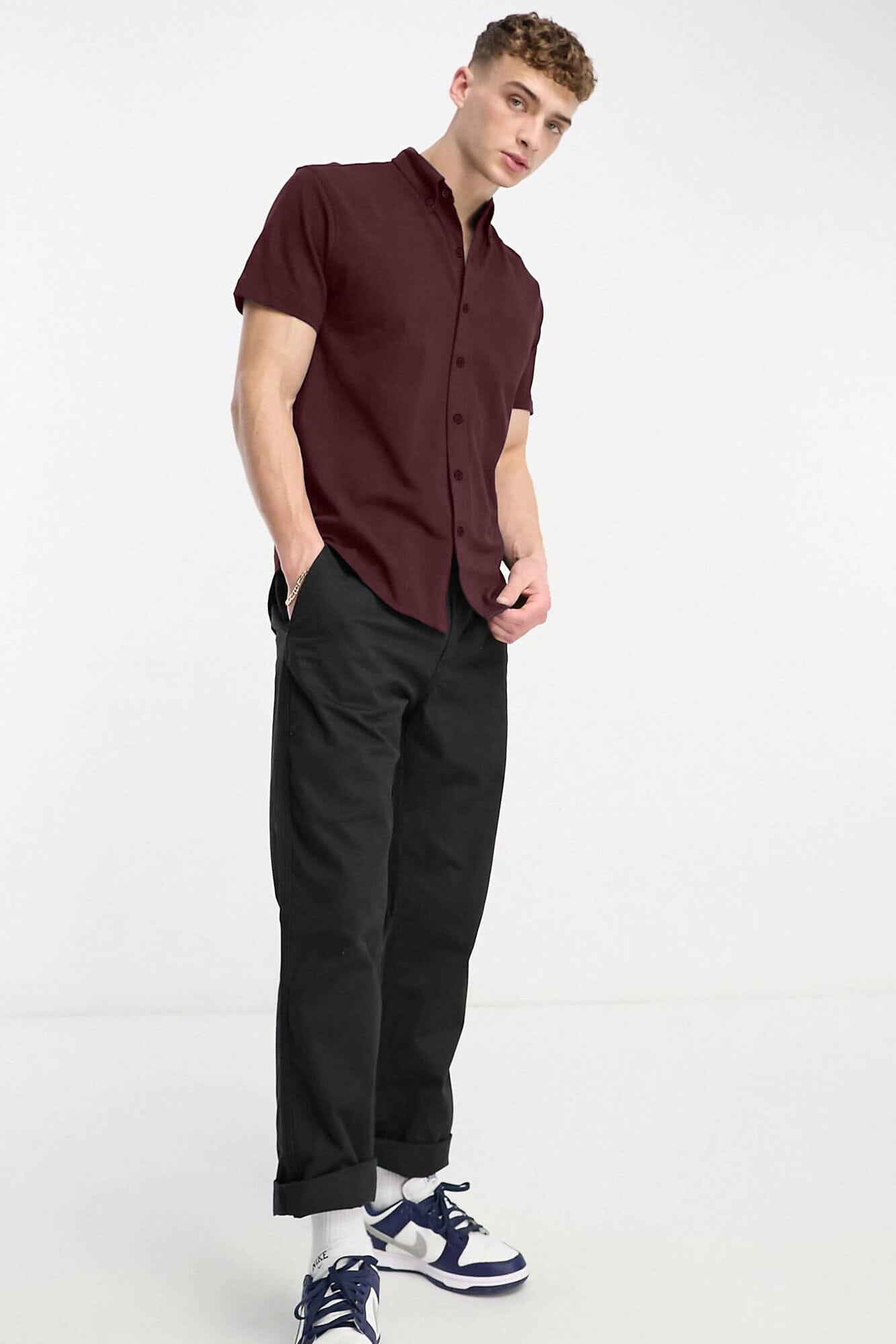 Polo Republica Men's Essentials Short Sleeve Pique Casual Shirt Men's Casual Shirt Polo Republica Maroon S 