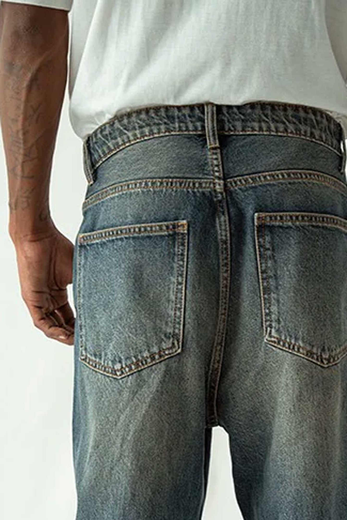 Cut Label Men's Light Washed Loose Fit Denim Pants