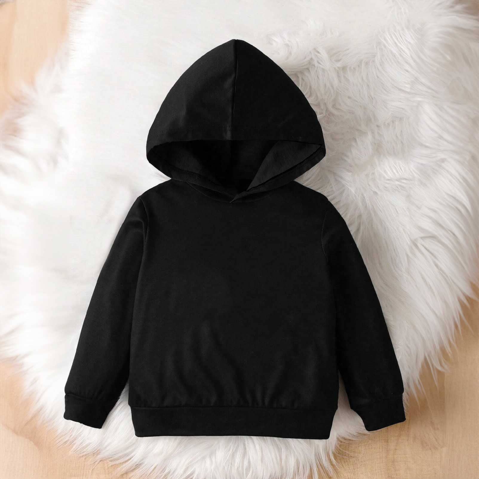 Rabbit Skins Kid's Solid Design Fleece Pullover Hoodie Boy's Pullover Hoodie Minhas Garments Black 2 Years 