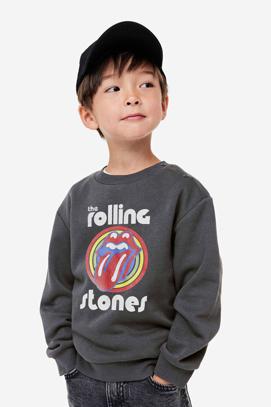 HM Kid's Rolling Stones Printed Terry Sweat Shirt Kid's Sweat Shirt SNR 