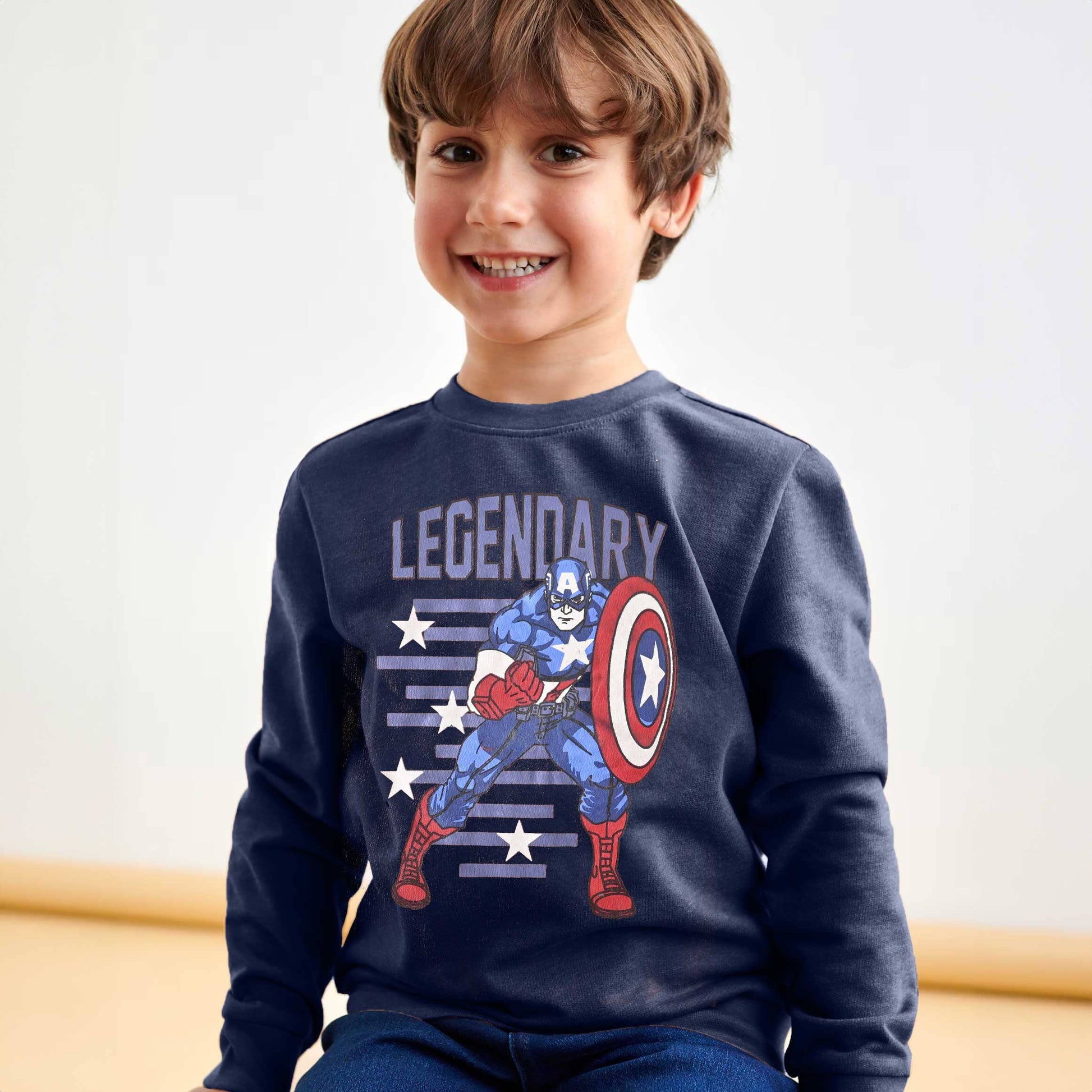Minoti Kid's Legendary Printed Fleece Sweat Shirt Kid's Sweat Shirt ZBC Navy 1-2 Years 