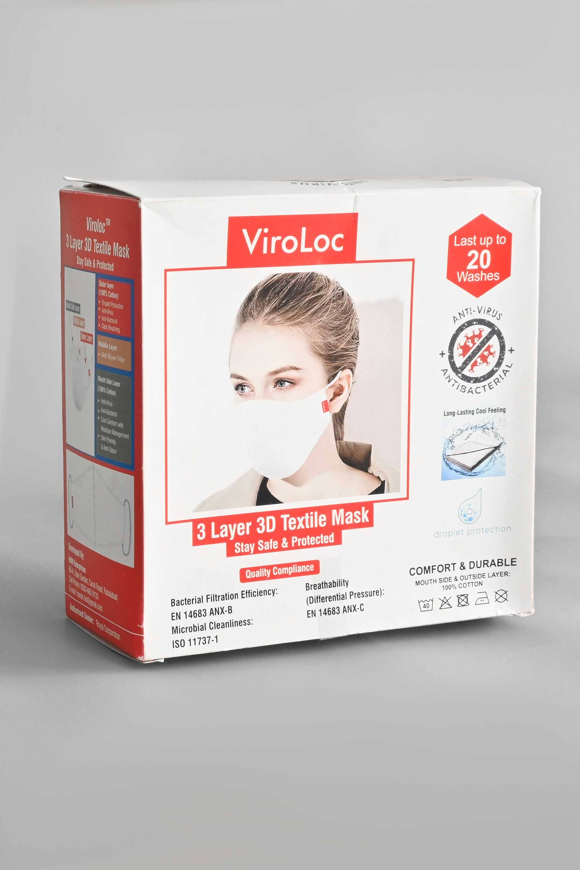 ViroLoc 3 Layer 3D Anti-Virus Textile Mask Face Mask HNM Enterprises ( Sale Basis ) 