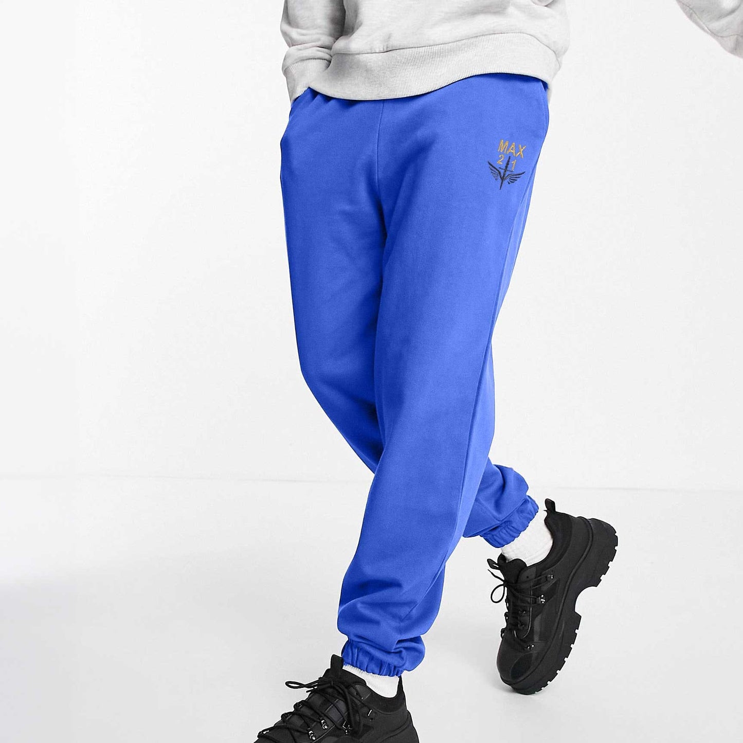 MAX 21 Men's Logo Embroidered Fleece Jogger Pants Men's Jogger Pants SZK Blue S 
