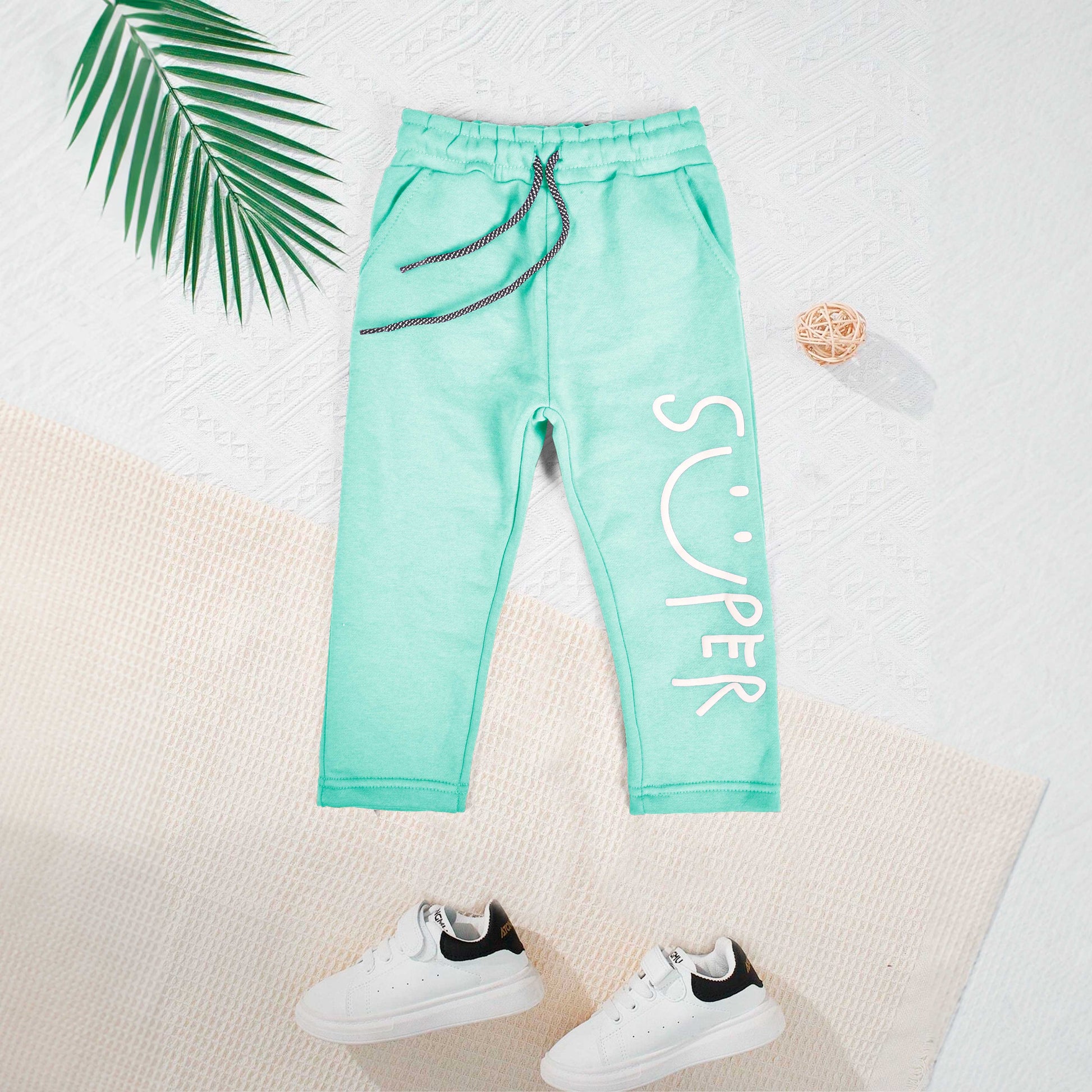 Max 21 Boy's Super Emoji Printed Fleece Trousers Boy's Sweat Pants SZK Aqua 3-4 Years 