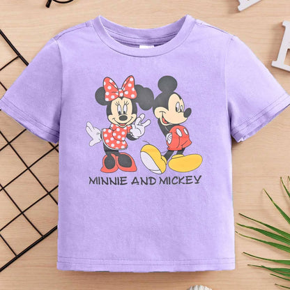Minoti Kid's Minnie And Mickey Printed Tee Shirt Boy's Tee Shirt First Choice Purple 1-2 Years 