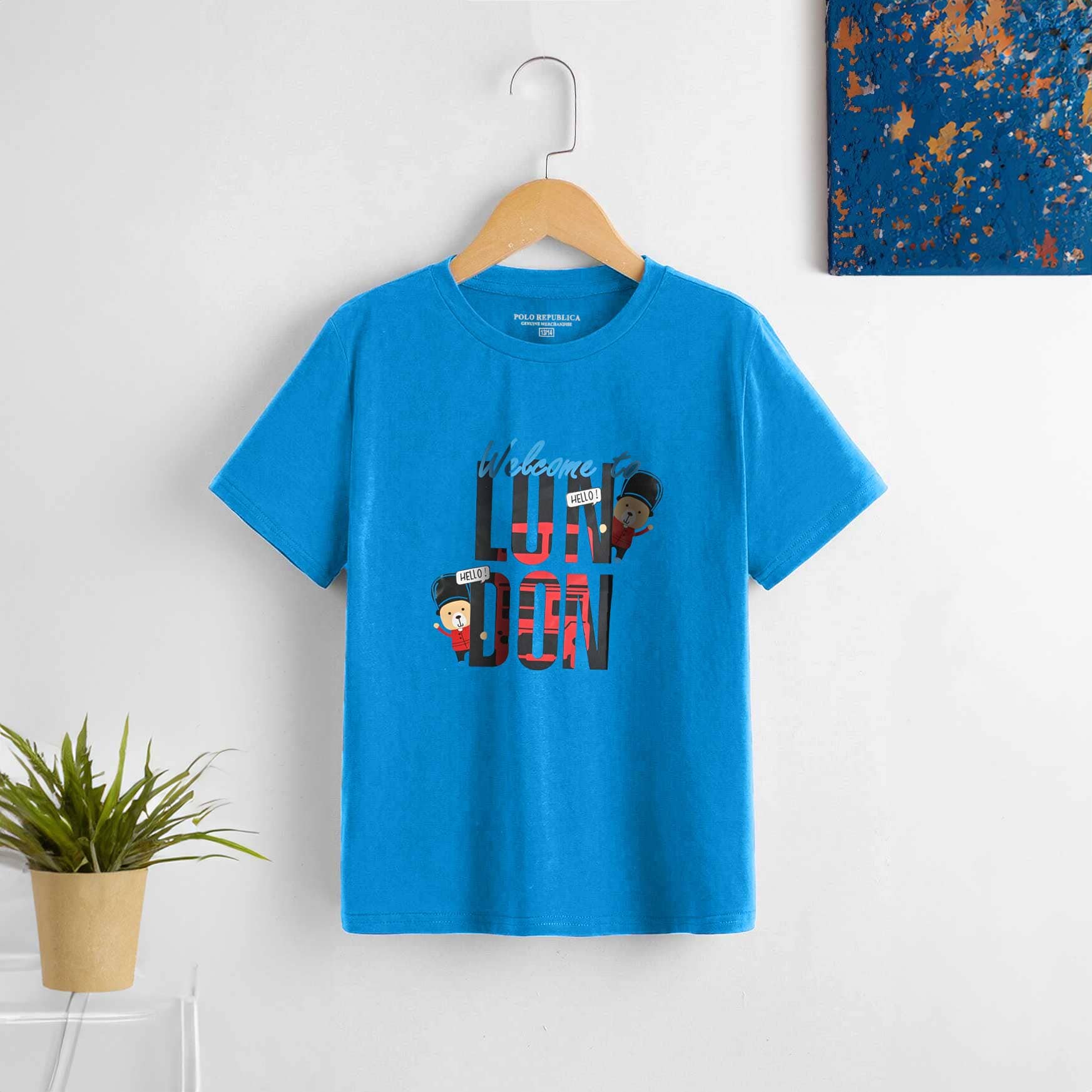 Polo Republica Boy's London Bear Printed Tee Shirt Boy's Tee Shirt Polo Republica Sky Blue 1-2 Years 