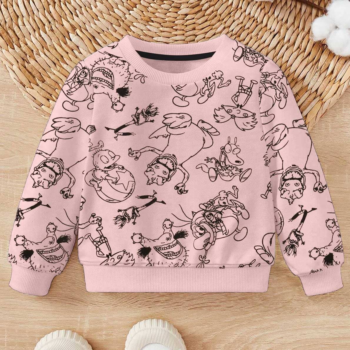 Kid's Cartoon Charecters Printed Fleece Sweat Shirt Boy's Sweat Shirt SNR Pink 9-12 Months 