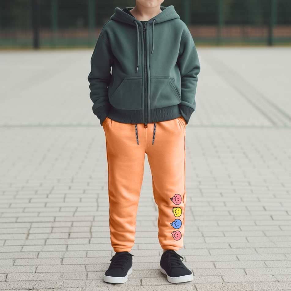 Max 21 Kid's Printed Design Fleece Trousers Boy's Trousers SZK Peach 3-4 Years 