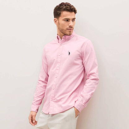 Polo Republica Men's Signature Pony Embroidered Solid Casual Shirt Men's Casual Shirt Polo Republica Light Pink S 