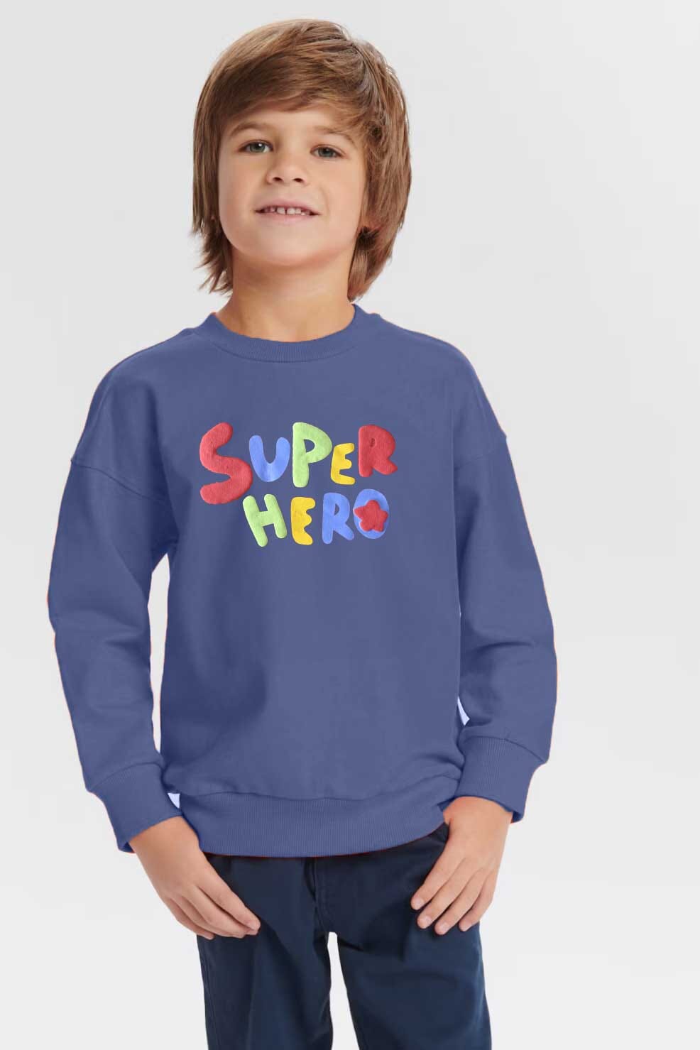 Minoti Kid's Super Hero Printed Fleece Sweat Shirt Kid's Sweat Shirt ZBC 