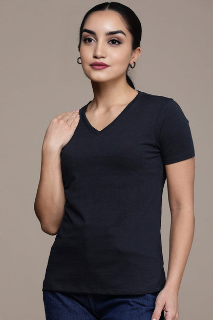 Berydale's Signature Comfort: Women's Premium Cotton Blend V-Neck Tee Women's Tee Shirt Image 