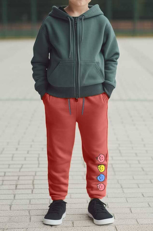 Max 21 Kid's Printed Design Fleece Trousers Boy's Trousers SZK 