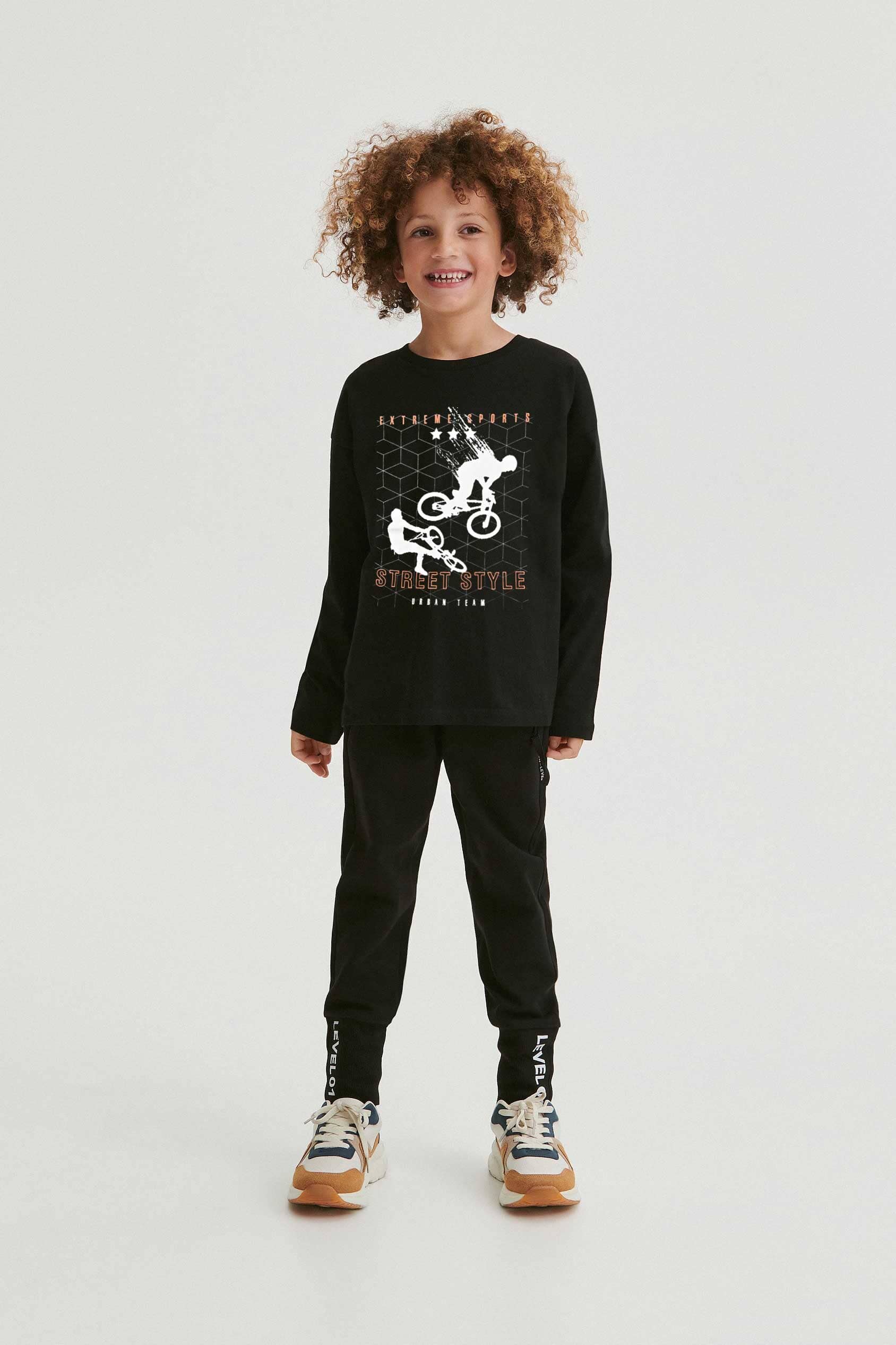 Tessentials Boy's Street Style Printed Long Sleeve Tee Shirt Boy's Tee Shirt SNR 