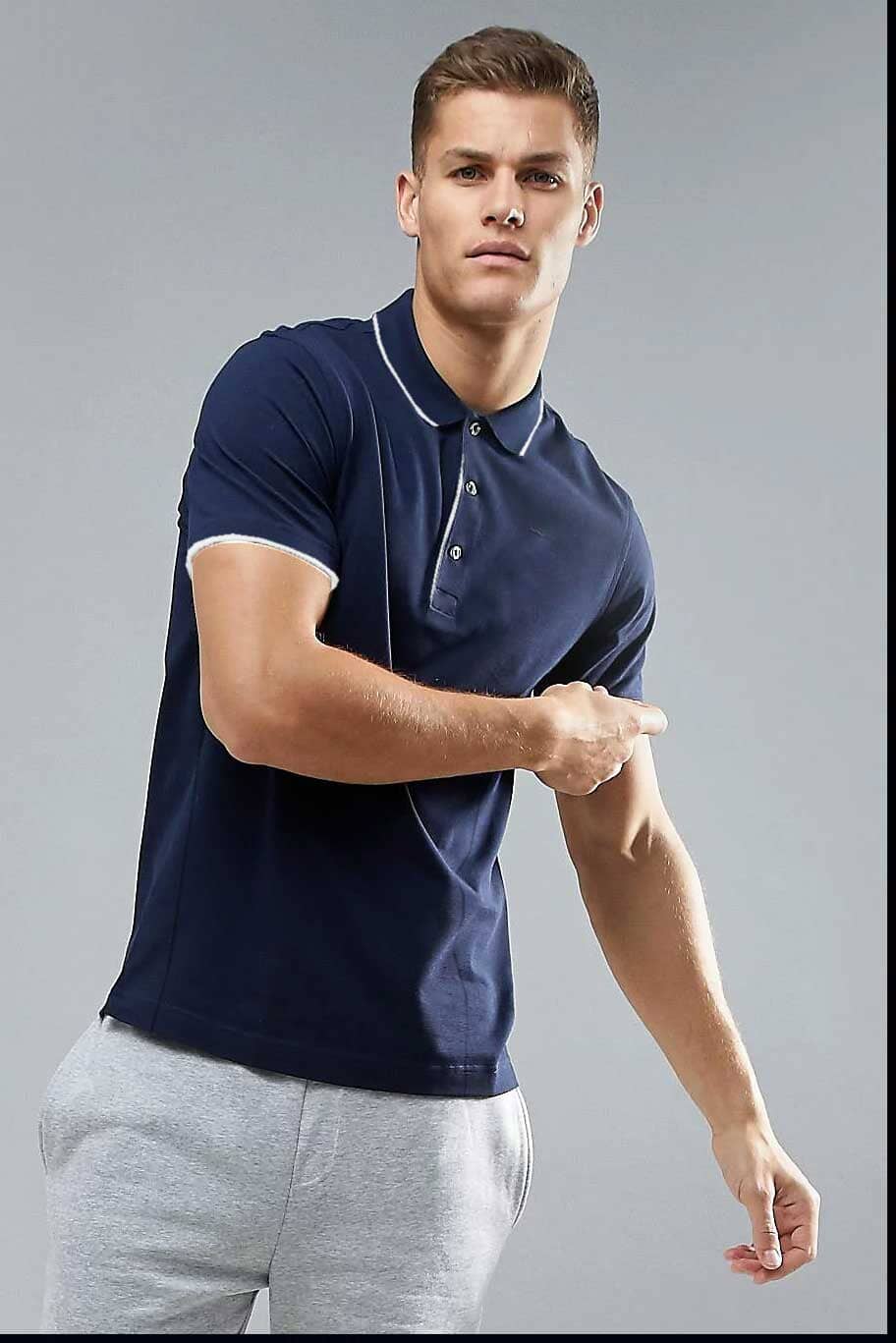 SG Men's Short Sleeve Tipped Collar Minor Fault Polo Shirt Men's Polo Shirt Image Navy XL 
