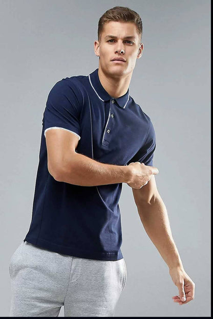 SG Men's Short Sleeve Tipped Collar Minor Fault Polo Shirt Men's Polo Shirt Image Navy XL 