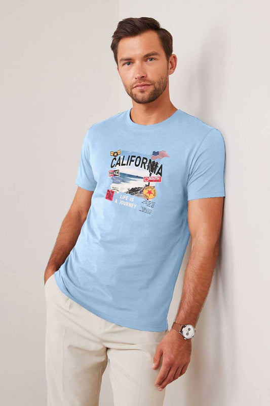 Polo Republica Men's California Printed Crew Neck Tee Shirt