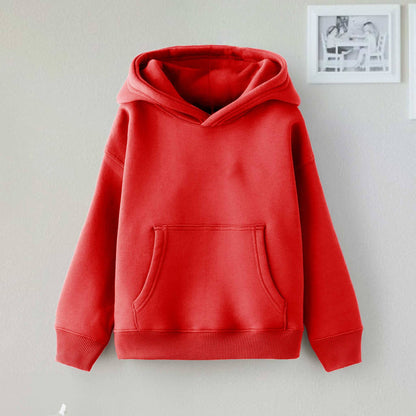Dream Kid's Solid Design Long Sleeve Pullover Fleece Hoodie Boy's Pullover Hoodie Minhas Garments Red 2-3 Years 