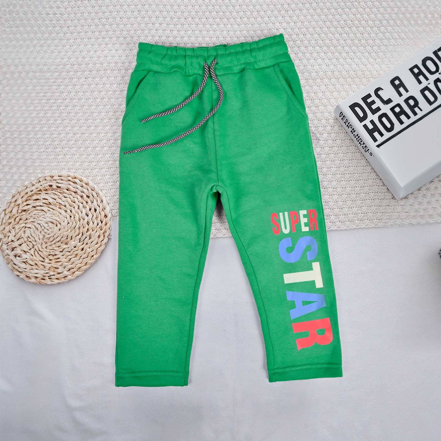 Max 21 Boy's Super Star Printed Fleece Trousers Boy's Sweat Pants SZK Green 3-4 Years 