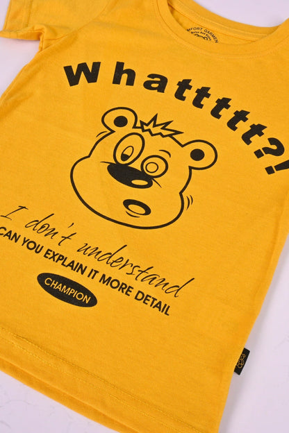 Comfort Kid's Whattt Printed Short Sleeve Tee Shirt Boy's Tee Shirt Usman Traders 