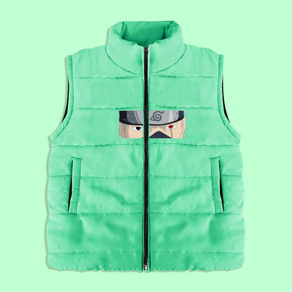 Rising Unisex Naruto Printed Zipper Body Warmer Puffer Gilet Unisex Gilet IST Aqua Green S 