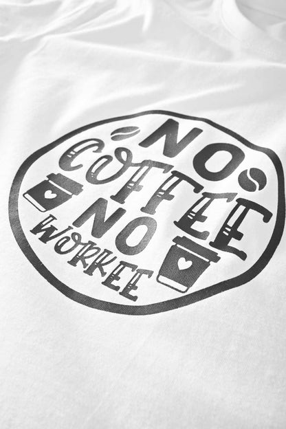 Men's No Coffee Printed Crew Neck Tee Shirt
