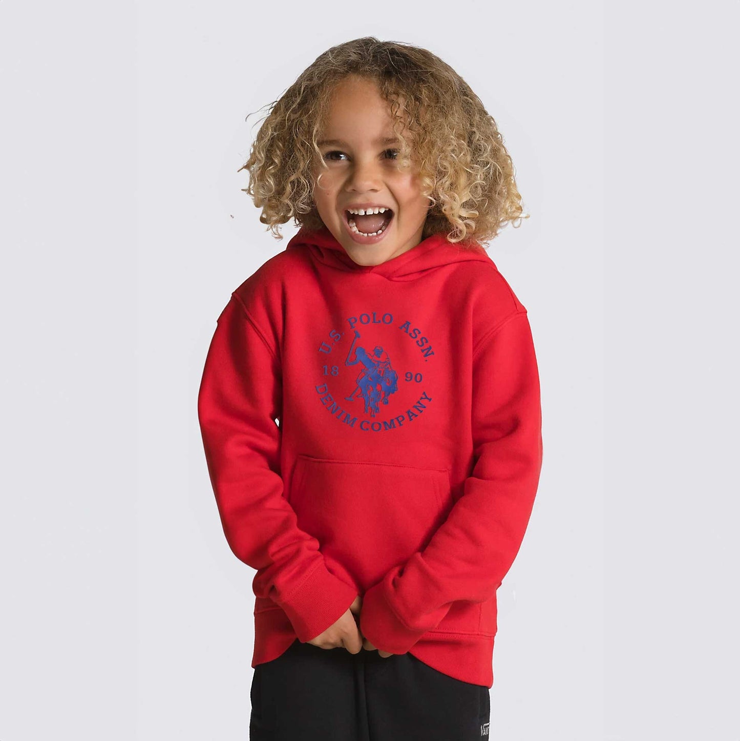 USPA Kid's Logo Printed Long Sleeve Pullover Fleece Hoodie Kid's Pullover Hoodie Fiza Red (XS) 2-3 Years 