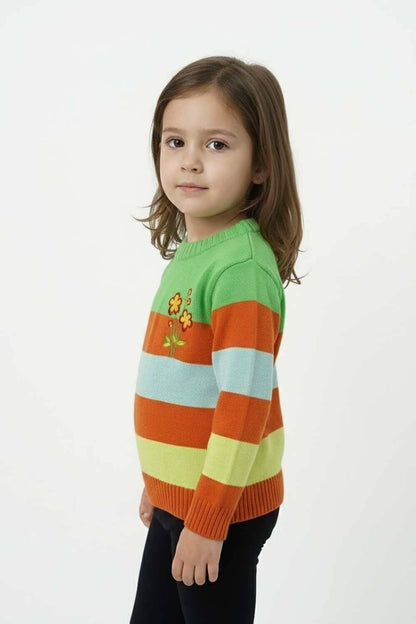 Yes Mom Girl's Flower Knitted Sweater