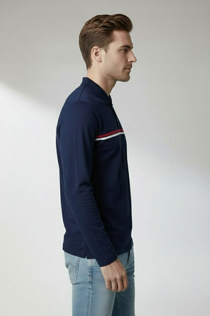 Men's Chest Striped Polo Shirt