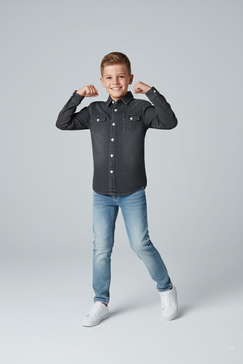 Styles Republic Boy's Accent Denim Casual Shirt
