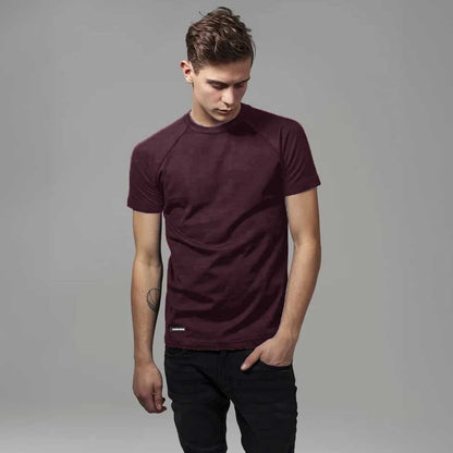 Harrods Men's Raglan Sleeve Solid Design Tee Shirt Men's Tee Shirt IBT Brown S 